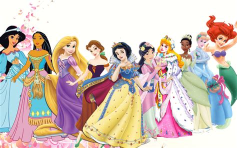 Disney Princess Lineup With very unique dresses of some princesses - walt-disney-characters ...