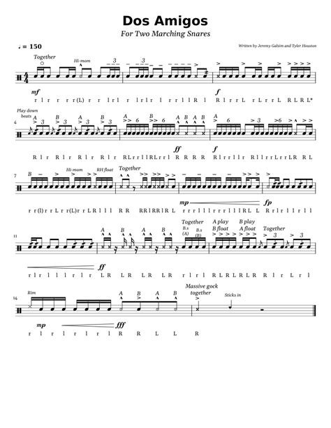 Dos Amigos (Marching Snare Drum Duo) Sheet music for Snare drum (Solo ...