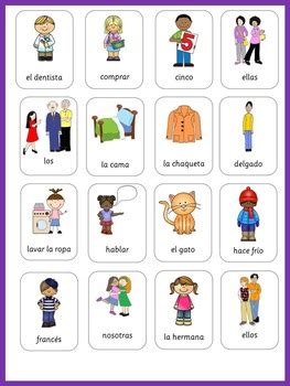 Spanish Flashcards Basic Vocabulary by little helper | TPT