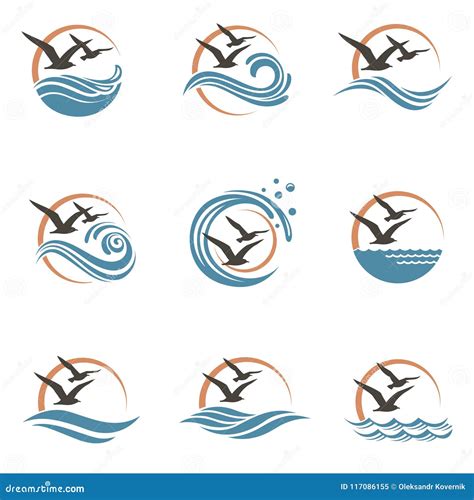 Seagull logo design stock vector. Illustration of aqua - 117086155