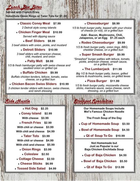 Clarkston Menu