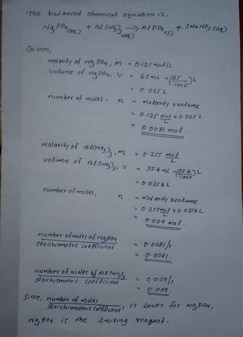 [Solved] In the reaction of sodium phosphate with aluminum nitrate, 65. ...