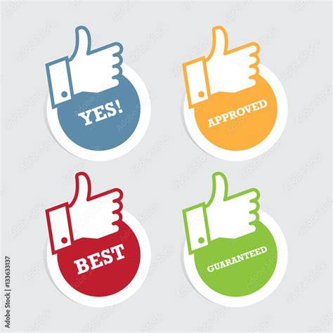 Thumbs Up Paper Stickers Stock Vector | Adobe Stock