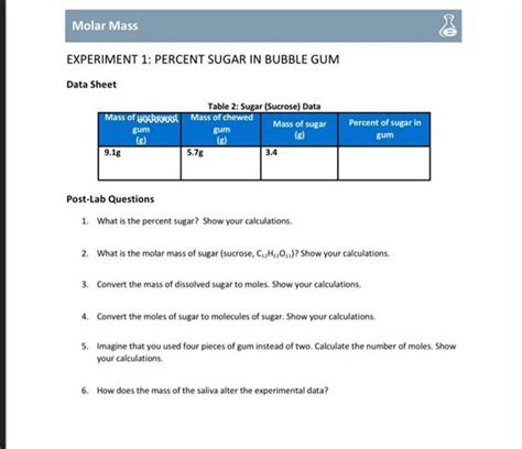 (Solved) - Transcribed image text : Molar Mass EXPERIMENT 1: PERCENT... (1 Answer) | Transtutors