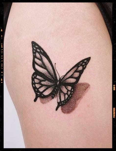 Black And White 3D Butterfly Tattoo | Butterfly hand tattoo, Butterfly ...