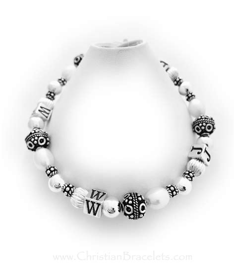 Sterling Silver WWJD Bracelet with Pearls - What Would Jesus Do ...