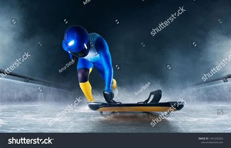 Skeleton Sport Athlete Descends On Sleigh Stock Photo 1181252563 ...