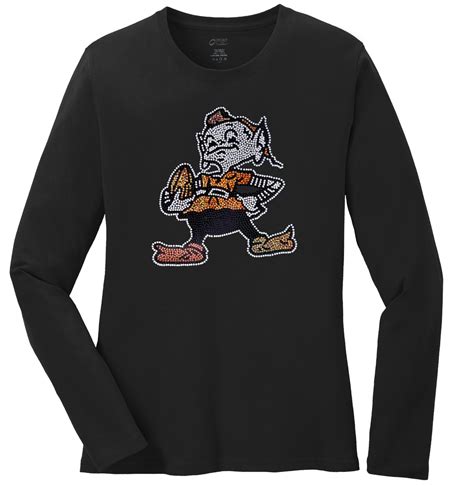 Women's Cleveland Browns Elf Ladies Bling Long Sleeve T-Shirt S-4XL | eBay