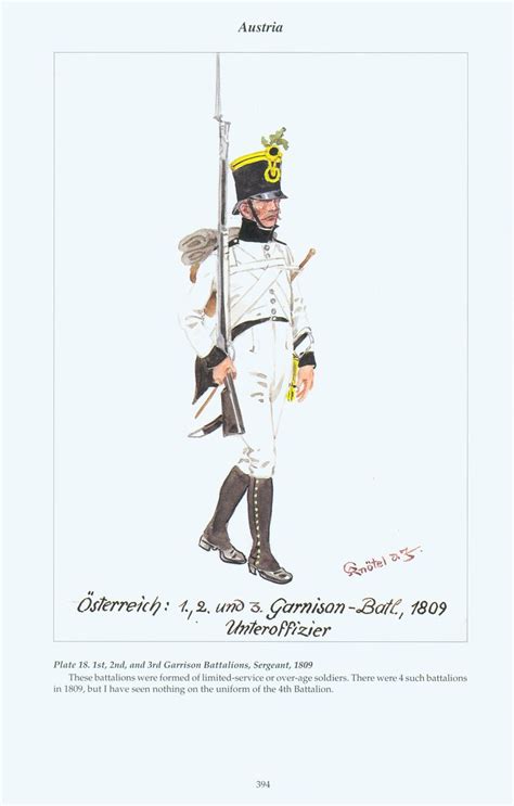 Austria: Plate 18. Garrison Battalions, Sergeant, 1809 Military Art, Military History, Kingdom ...