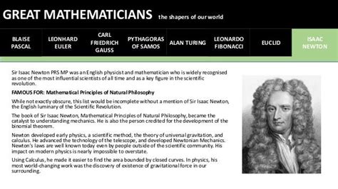 8 Great mathematicians and their inventions