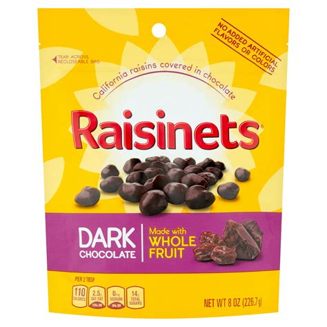 Raisinets Dark Chocolate Covered Raisins in Reclosable Bag, 8 oz ...