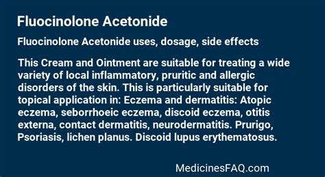 Fluocinolone Acetonide: Uses, Dosage, Side Effects, FAQ - MedicinesFAQ