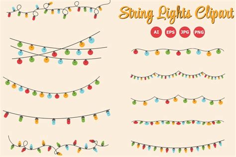 String Lights Clipart, Colorful Garland lights Vector