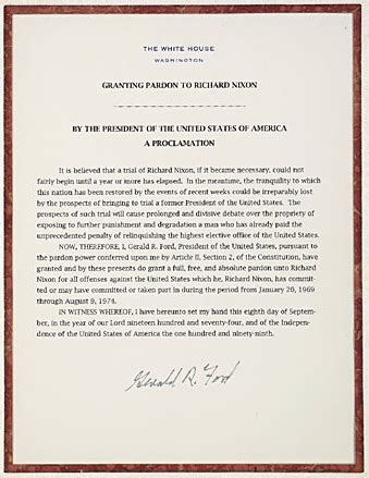 Gerald Ford's Pardon to Richard Nixon - Presidential Pardons: should it be a power given to the ...