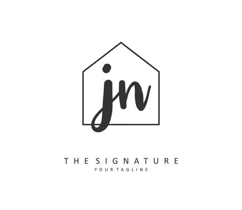 J N JN Initial letter handwriting and signature logo. A concept ...