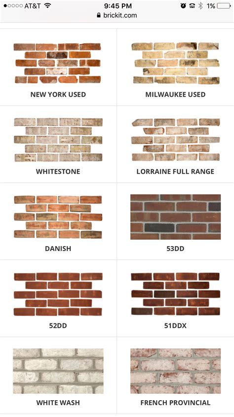 Different brick color options | Brick decor, Brick colors, Brick veneer