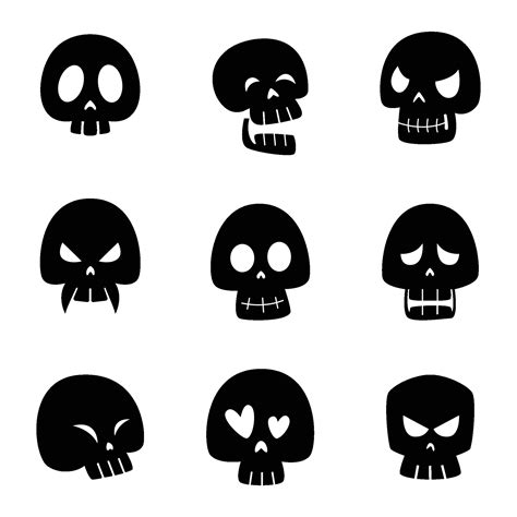 Set of black skull for halloween. Halloween Elements and Objects for ...