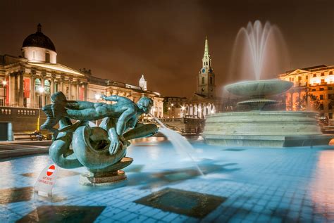 Trafalgar Square Fountains at Night - Ed O'Keeffe Photography