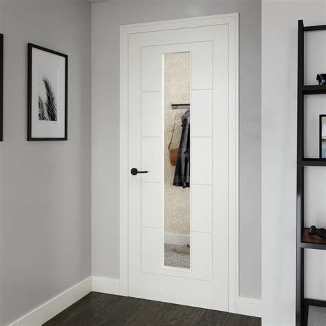 Howdens Linear White Smooth Moulded Clear Glazed Door | Howdens