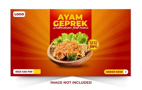 Premium Vector | Ayam geprek indonesian food menu banner design template