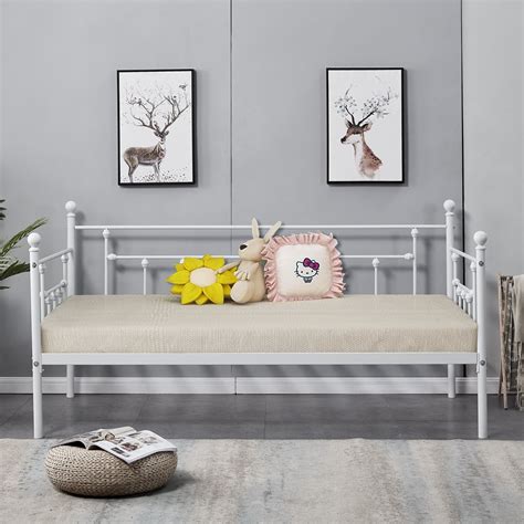 Contemporary Metal Daybed Frame for Living Room, white - Walmart.com ...