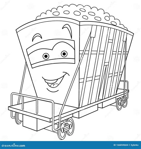 Coloring Page with Railway Carriage Stock Vector - Illustration of electric, design: 166859604