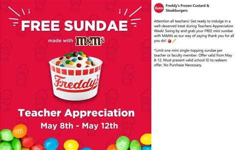 Teachers enjoy a free ice cream sundae at Freddys Frozen Custard & Steakburgers # ...