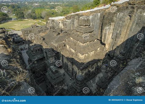 Exterior Of The Kailasa Temple With Elephant Sculptures, Ellora Caves ...