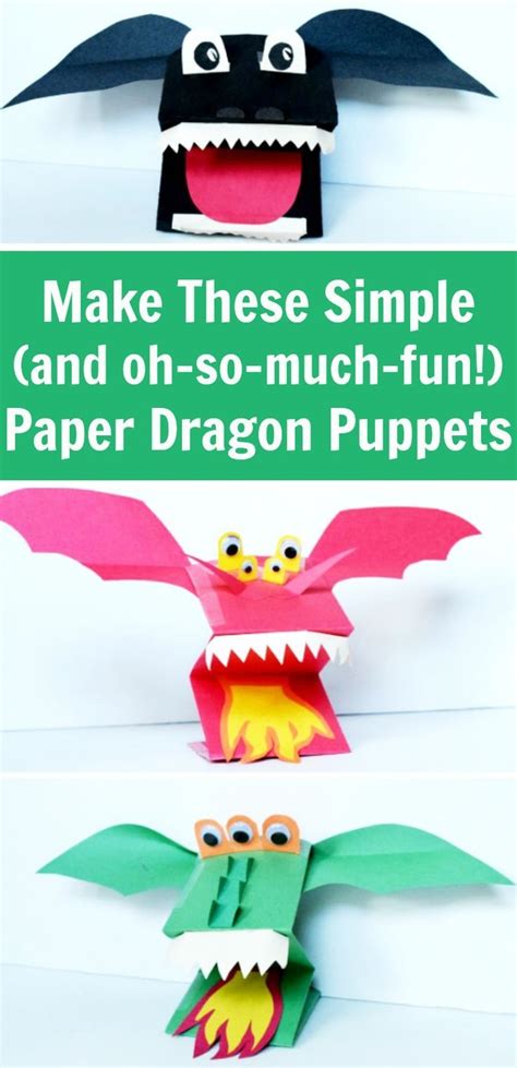 Easy Paper Dragon Puppets (That Look Awesome)! | Dragon puppet, Puppet ...