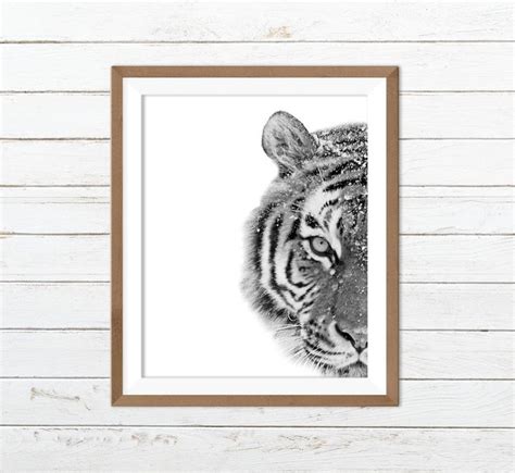 Tiger Print Tiger Printable Tiger Wall Art Black and White - Etsy ...