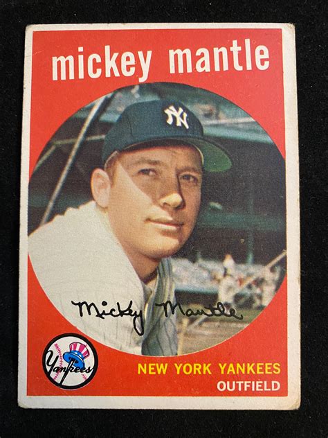 Lot - (VG) 1959 Topps Mickey Mantle #10 Baseball Card - HOF - New York Yankees