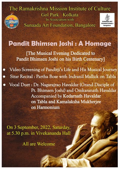 Pandit Bhimsen Joshi : A Homage – RKM Institute of Culture