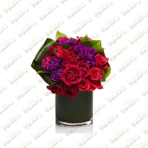 Red with Violet Flower Arrangement