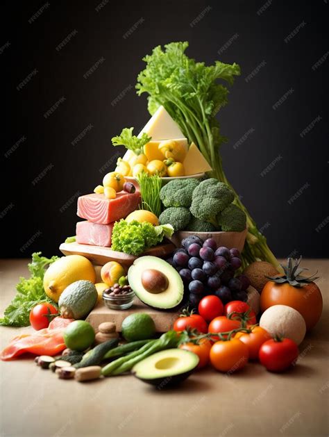 Premium AI Image | Healthy food pyramid with fruits and vegetables