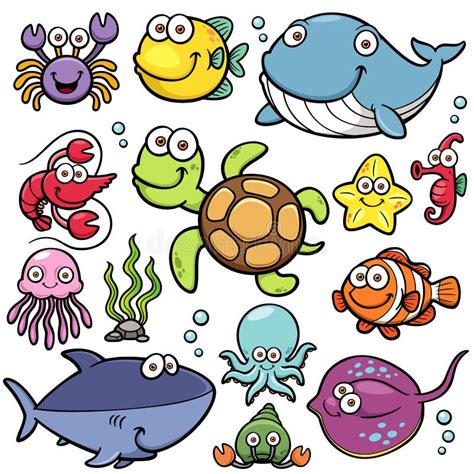 Sea Animals stock vector. Illustration of sweet, aquarium - 33760311