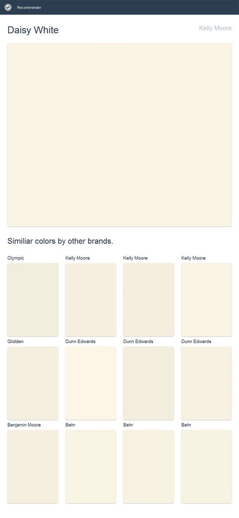 Daisy White, Kelly Moore. Click the image to see similiar colors by other brands.