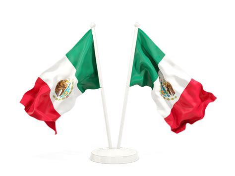 Two waving flags. Illustration of flag of Mexico