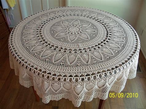 Handmade Crocheted Pineapple Tablecloth 70 inch Round Natural | Crochet tablecloth, Crochet ...