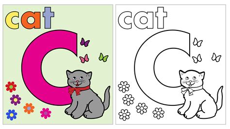 Cat Coloring Page Letter C Free Stock Photo - Public Domain Pictures