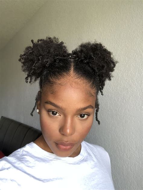 SPACE BUNS 4C HAIR | 4c natural hair, Natural hair puff, Hair puff