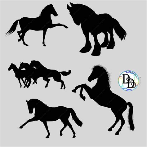 Black Horse Silhouettes Clipart Printable Digital Scrapbook - Etsy