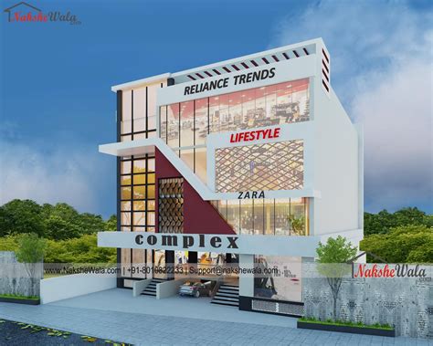 Modern Commercial Complex Elevation Design By Nakshewala.com Shopping Mall Architecture, Retail ...