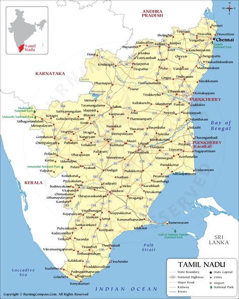 Tamil Nadu About Tamil Nadu Tamil Nadu Political Map Tourist Map | The ...