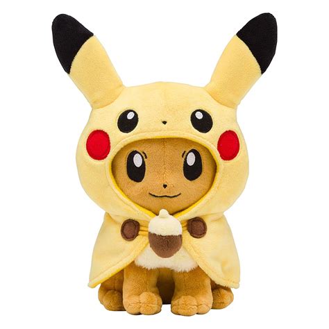 Pokemon Center Eevee Wearing Pikachu Poncho Plush - NintendoSoup