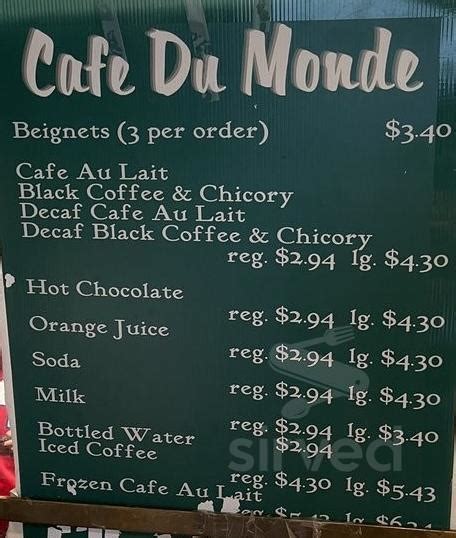 Cafe Du Monde Veterans Blvd menu in Metairie, Louisiana, USA