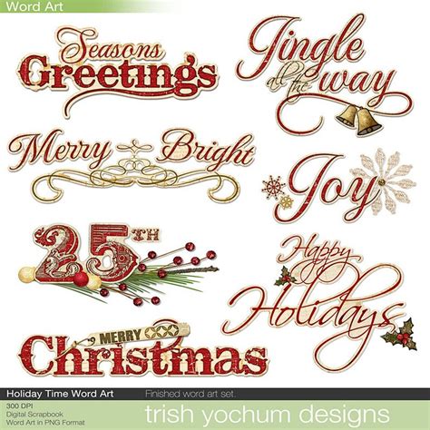 Christmas Digital Word Art Clipart Holiday Sayings Digital | Etsy