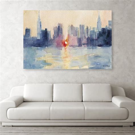 Manhattanhenge Abstract New York Skyline Painting - Canvas Wall Art ...