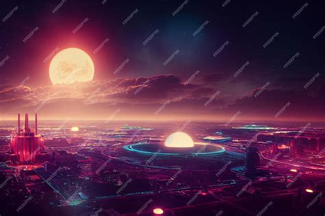 Premium Photo | Futuristic cyberpunk night city scifi conceptual 3d art ...