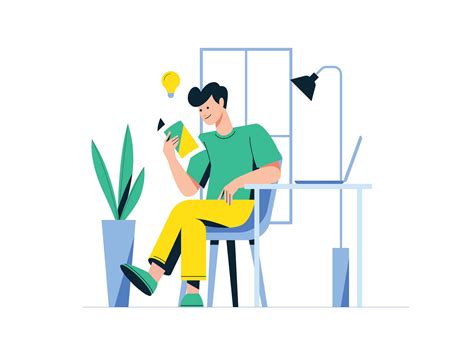 Man Reading a Book Vector Illustration (AI)