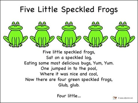 Image result for five little speckled frogs lyrics | Song words ...